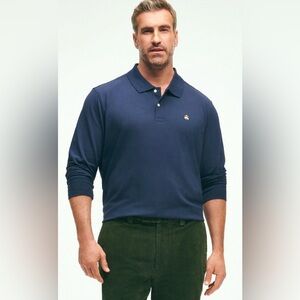 Brooks Brothers 365 Navy Long Sleeveeve Pique Polo Size Medium